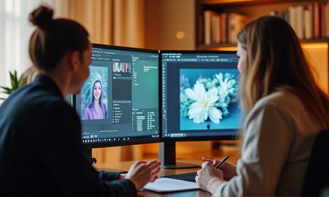 Sessione di mentoring virtuale con un esperto che guida un allievo sul design